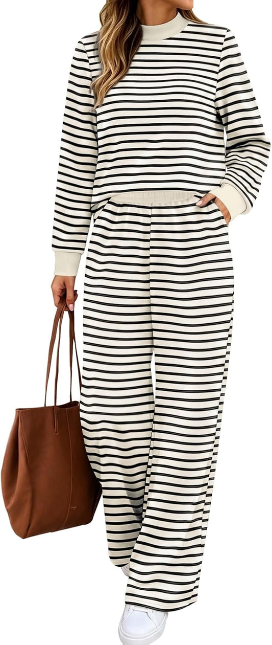 Women Striped Lounge Set Going Out Fall Outfit
