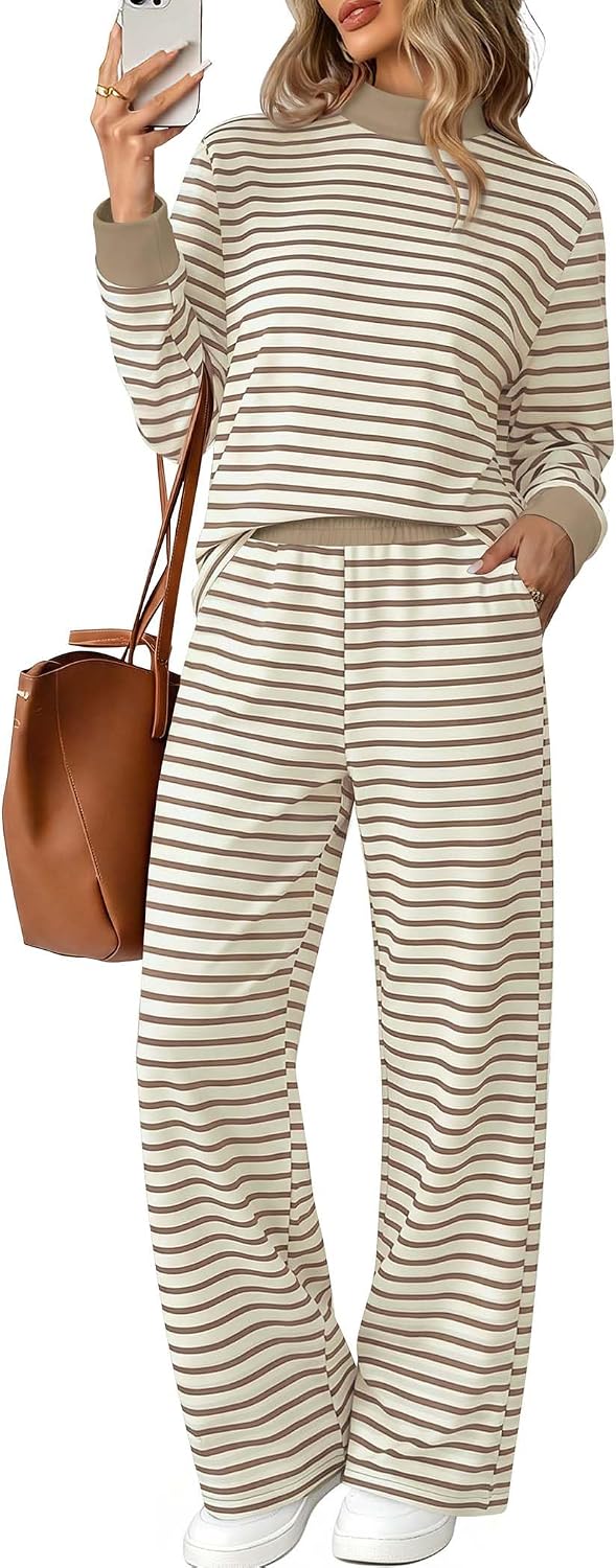 Women Striped Lounge Set Going Out Fall Outfit