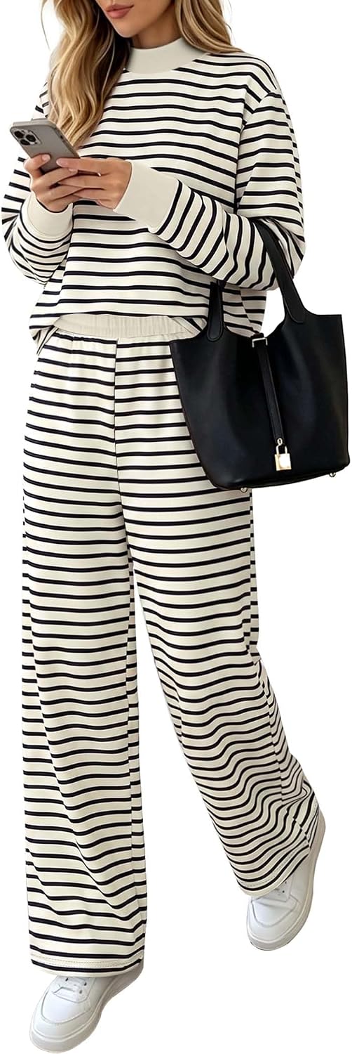 Women Striped Lounge Set Going Out Fall Outfit