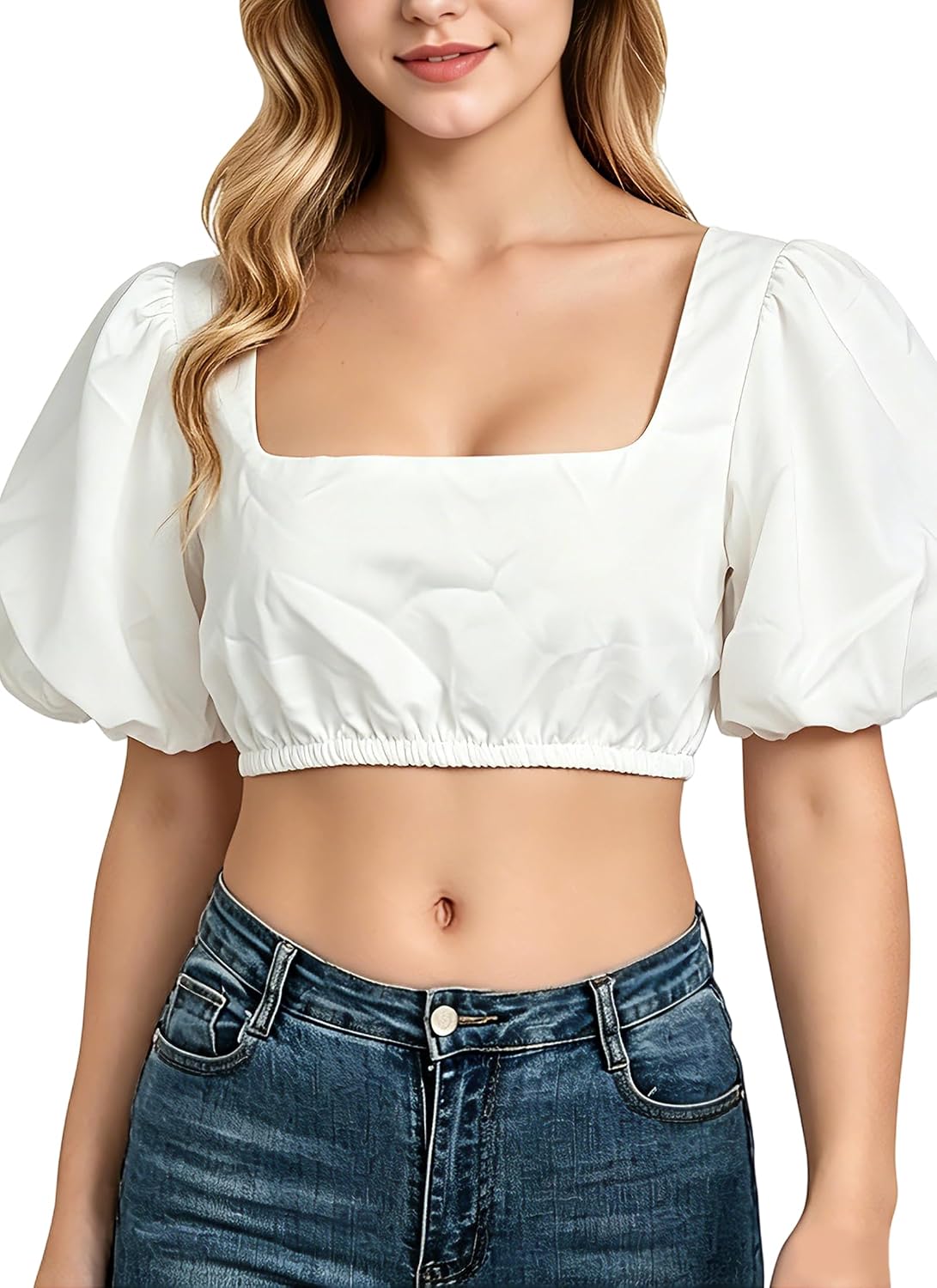 Women German Dirndl Blouse. V-Neck Lace Short-Sleeved White Dirndl Shirts