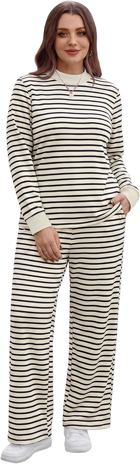 Women Striped Lounge Set Going Out Fall Outfit