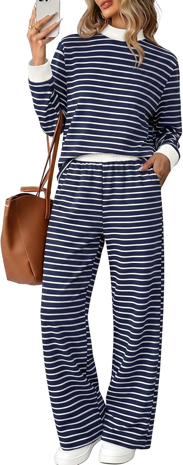 Women Striped Lounge Set Going Out Fall Outfit