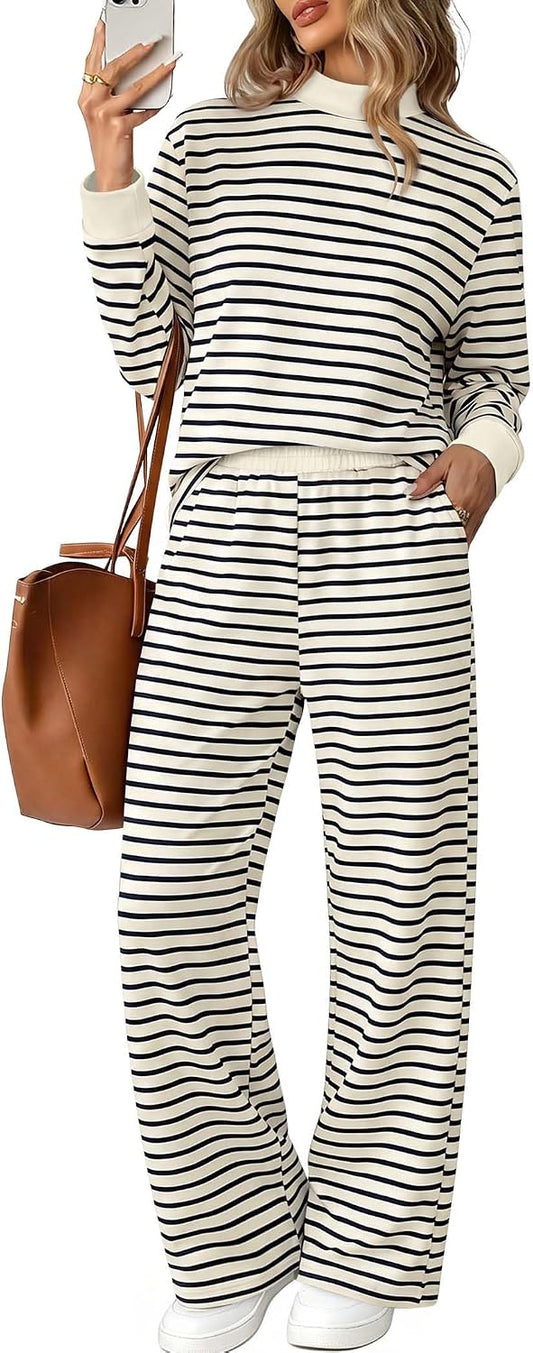 Women Striped Lounge Set Going Out Fall Outfit