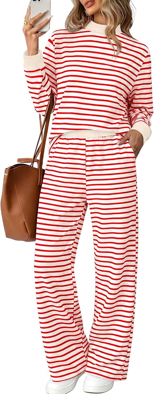 Women Striped Lounge Set Going Out Fall Outfit